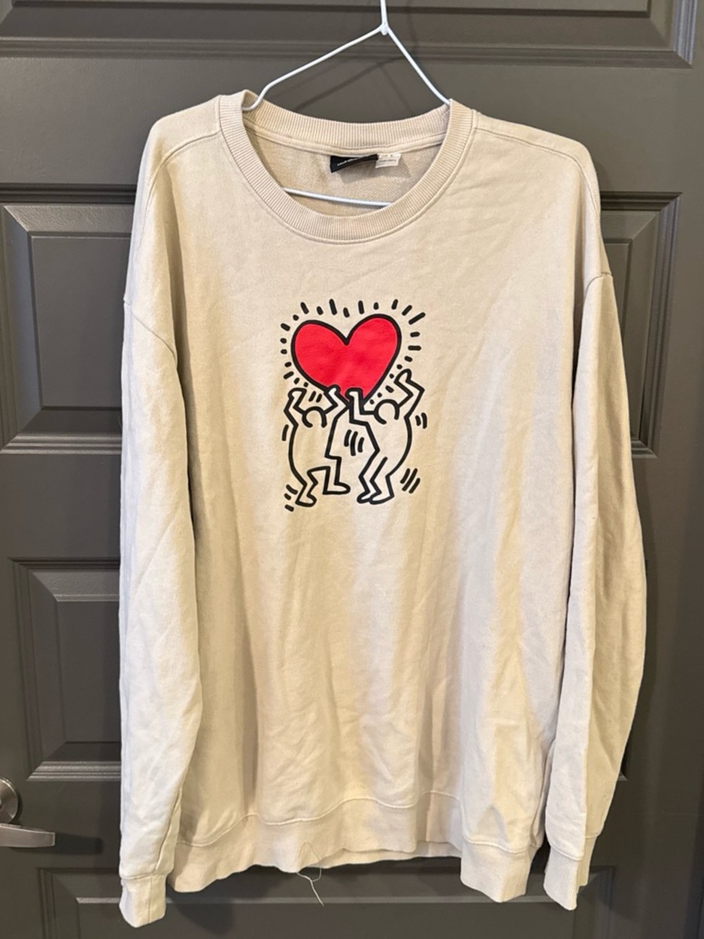 H&M x Keith Haring Relaxed Fit Graphic Crewneck Sweater Beige Size L (Estimate)